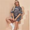 Large Size Two-piece Tracksuit Letter Casual Clothings Women Short Sleeve T-shirt Shorts  Female