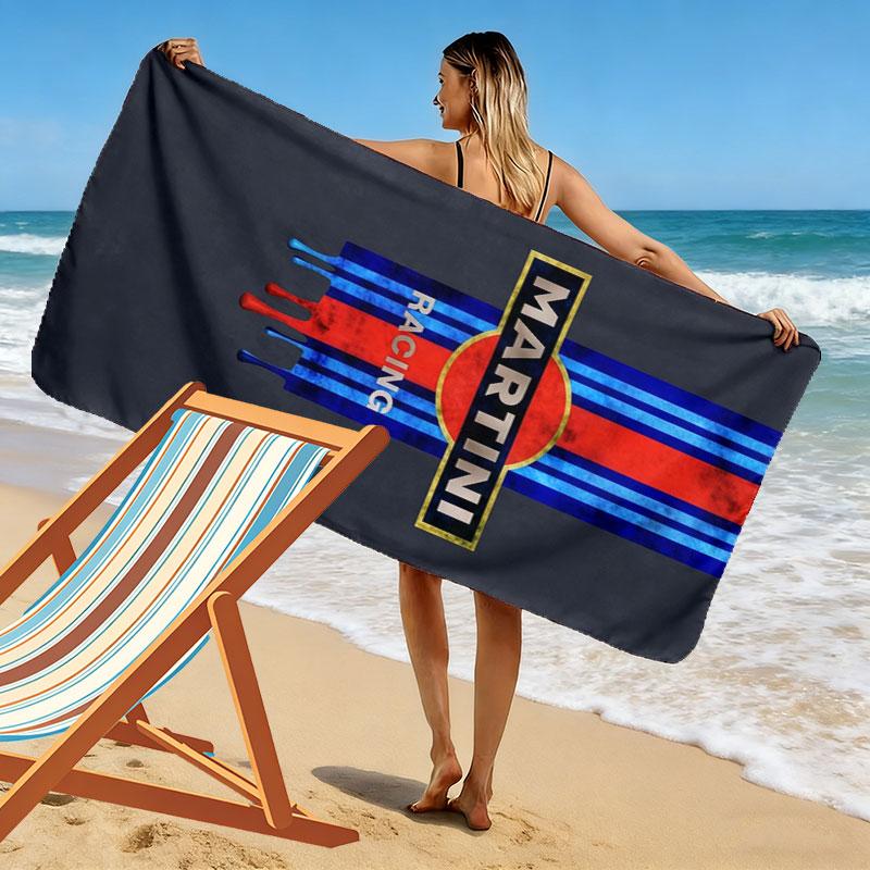 Martini Racing Print Strandtuch, Großes Weiches Schnelltrocknendes Handtuch für Strand Camping Schwimmen