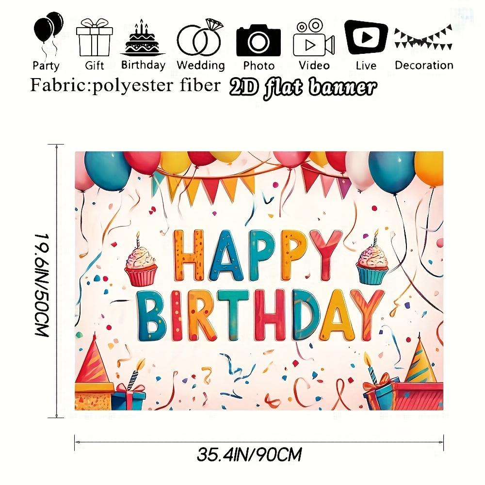 1 piece of 2D flat polyester decorative background cloth with colorful balloon banners for a birthday celebrationzyc