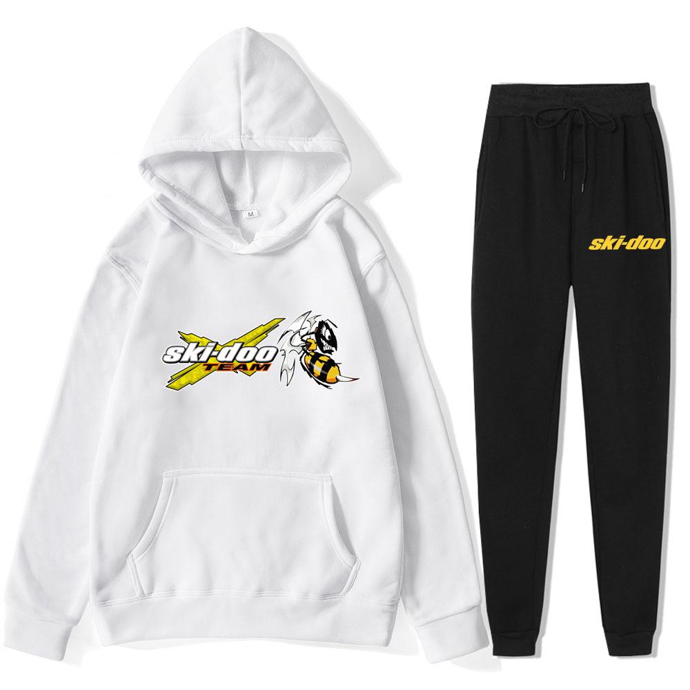

Autumn Winter Ski-Doo Team Logo Printed Hoodies Sweatpants Set Fashionable Casual Warm Sports Long Sleeved Pants Men s Sport Wear S