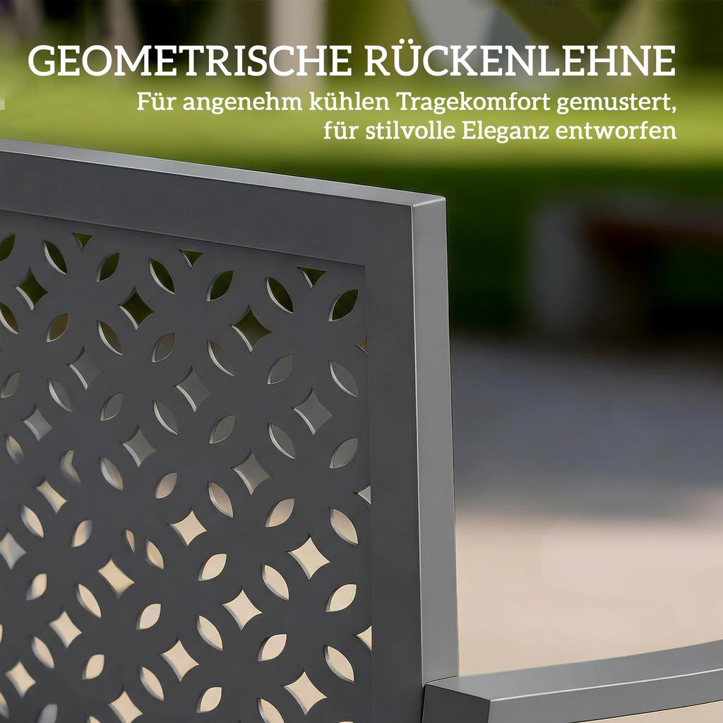 Garden Bench 2-Seater Metal Weatherproof Outdoor Bench with Rust-Resistant Backrest, Geometric up to 240 kg