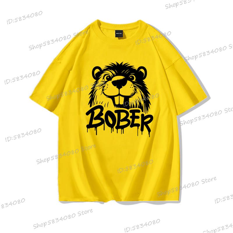 Hot Sales Cotton Bober Funny Meme Graphic T Shirts Harajuku Y2k Tees Tops Bobr Kurwa Print Unisex Fashion Casual Tshirts Y2k Top