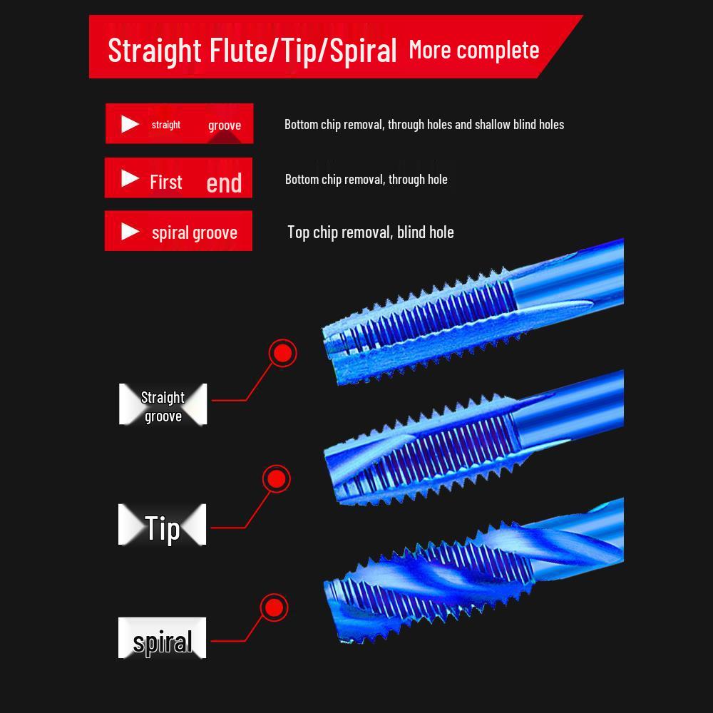 Cobalt Blue Nano-Coated Stainless Steel Spiral Tap Drill Bit Set M2-M8