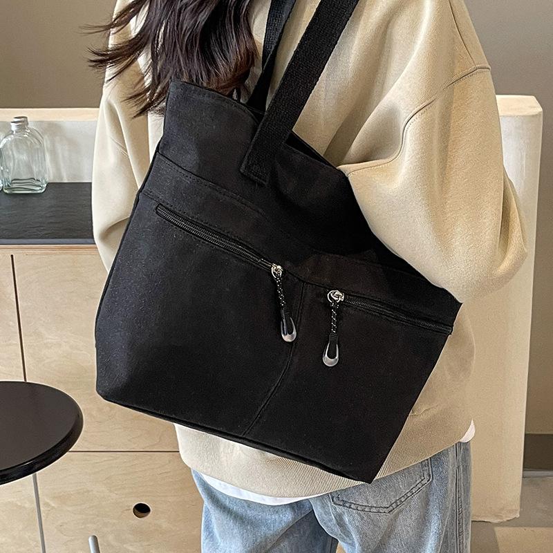 Large Capacity Single-shoulder Tote Bag for Women New Canvas Bag for Women Simple Casual One-shoulder Commuting Handbag for Women