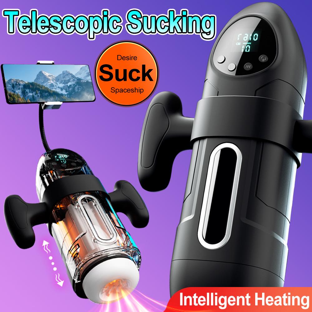 2026 Electric 10 Telescopic 10 Vibrator 4 Sucking Voice Interactive LED Display Adult Male Masturbation Entertainment Airplane Cup