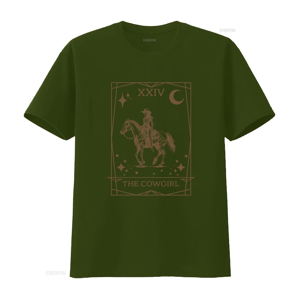 Halloween Cowgirl Tarot Card T Shirt Skeleton Horse Rodeo Design For Country Girls Vintage Fashion Stretched Casual
