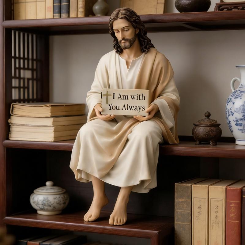 Inspirierende Christusstatue mit handbemaltem Detail Harz Schreibtisch-Begleitfigur Christliches Ornament Religiöses Geschenk