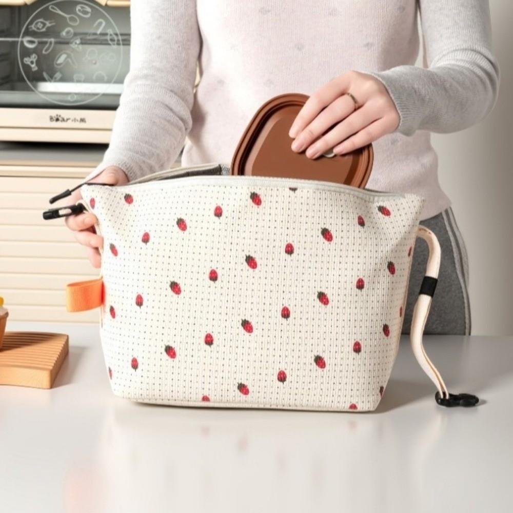 Waterproof Floral Corduroy Lunch Bag Floral Printed Picnic Bag Outdoor Camping