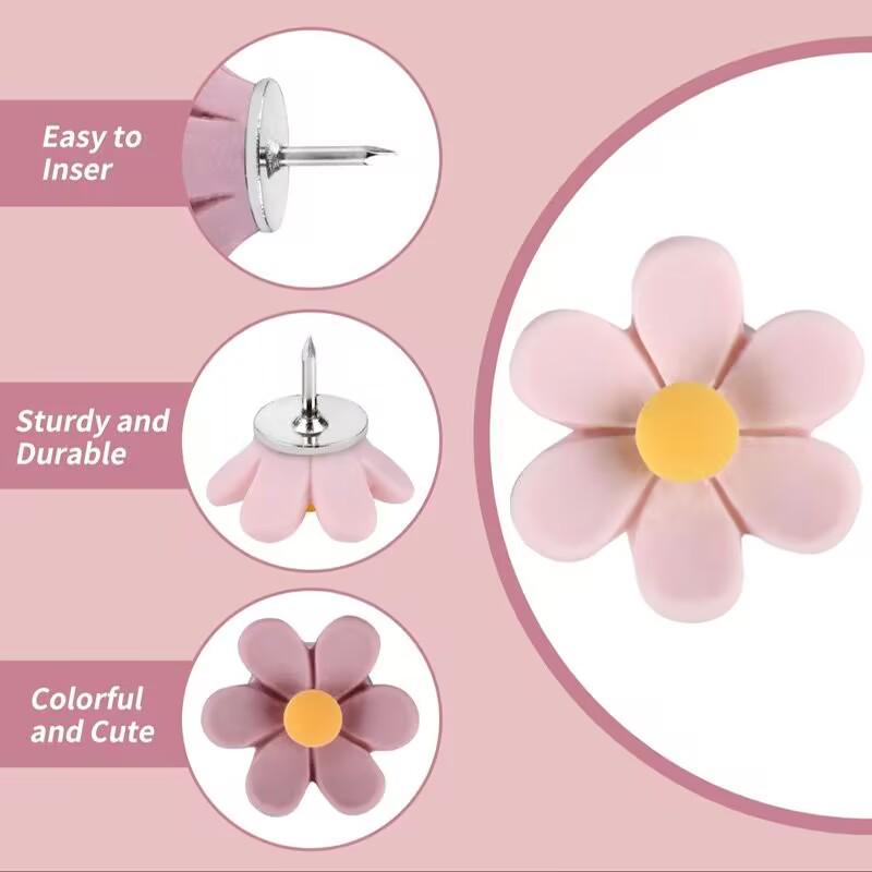 30pcs Creative 3D Five-Petal Flower Pushpins for Photo Wall Decoration