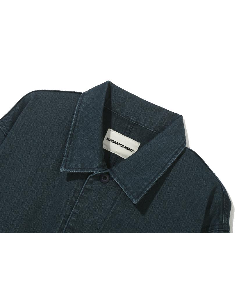 BASEMOMENT Herringbone Washed French Work Jacket Washed Navy