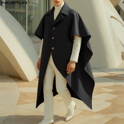 Men Casual Baggy Irregular Splits Cloak Long Cape Coats Windbreaker