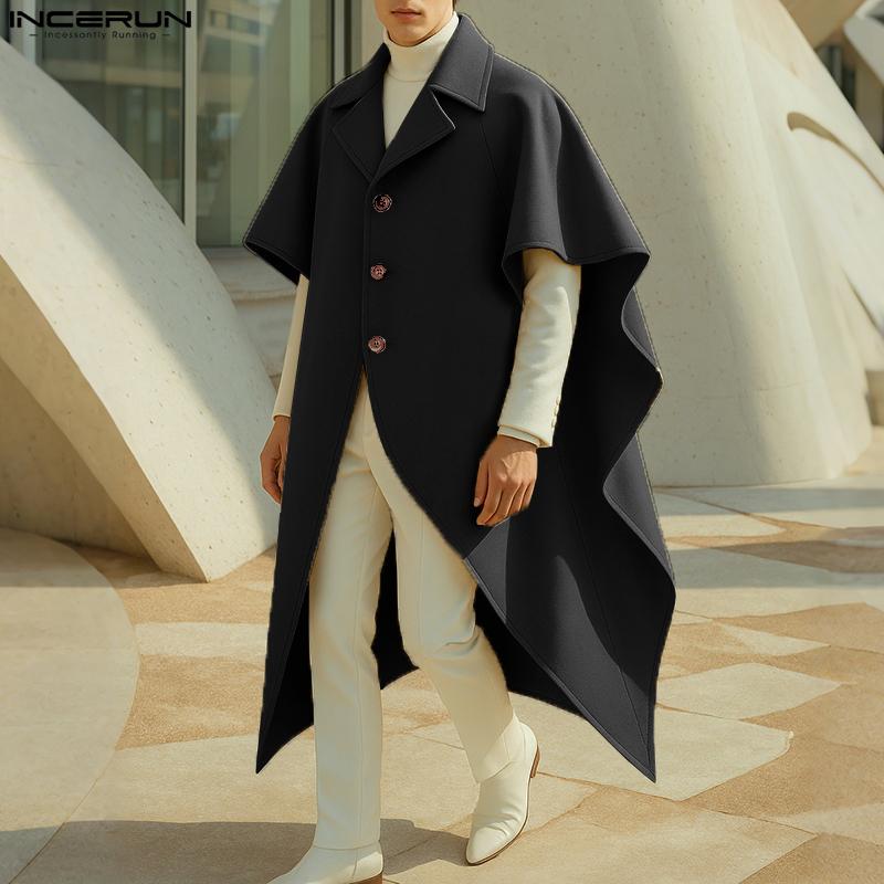 INCERUN Men Casual Baggy Irregular Splits Cloak Long Cape Coats Windbreaker