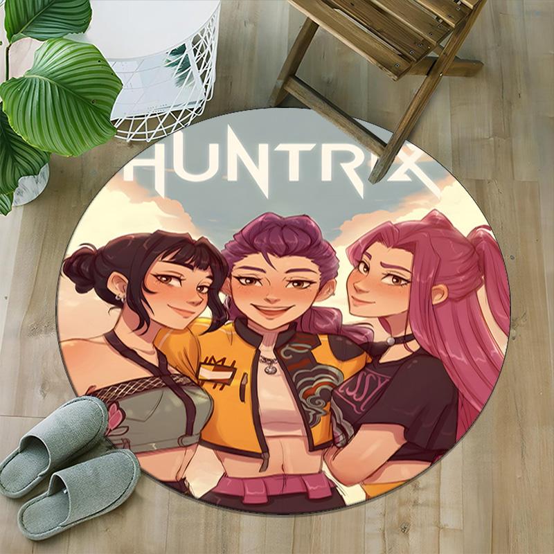 1pc KPop Demon Hunters9 Print Round Carpet Chair Round Carpet Suitable for Bedroom Living Room Home Decorative Carpet
