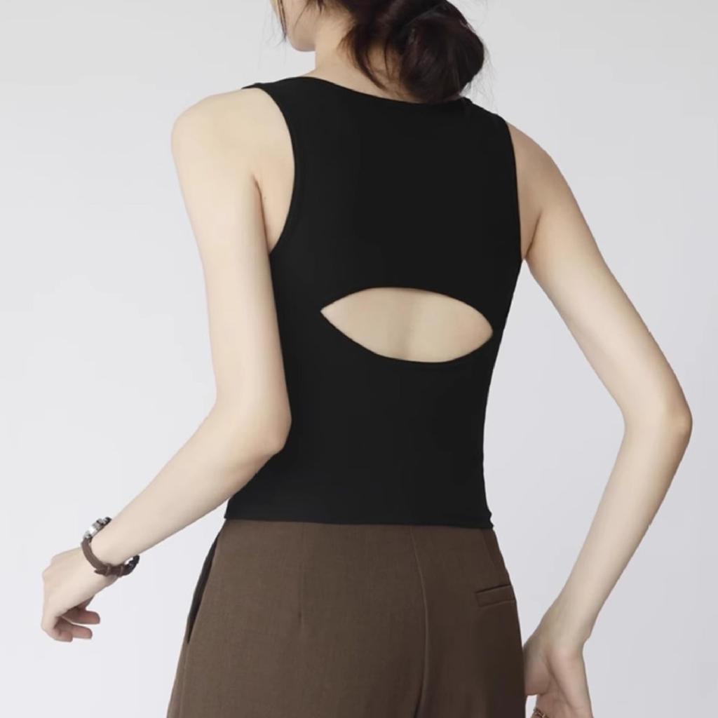 Women's Solid Color Summer Padded V-neck Inner And Outer Vest