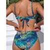 Swimsuit Women's New Print Tube Top Gathering Swimsuit High Waist and Thin Sexy Split Bikini Beach Vacation Swimsuit
