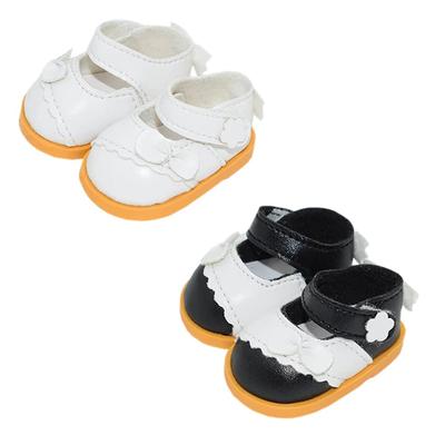 Niannyyhouse 20cm Katoenen Poppenschoenen voor Knuffeldieren, Klittenband Leer Schoenen, Schoenlengte 5.5cm, Poppen Baby Schoenen, Aankleden (Wit + Zwart)