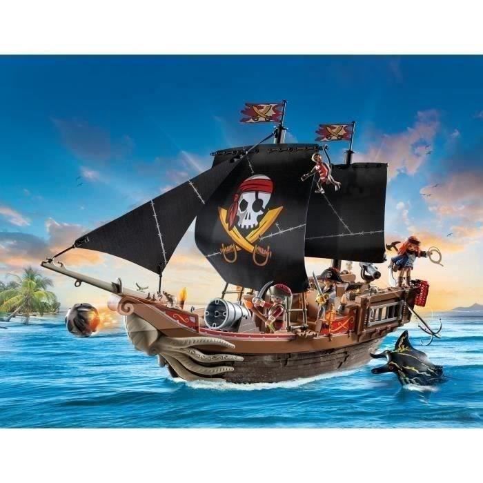 PLAYMOBIL 71530 Bateau pirates, 137 pièces dont 3 personnages et 4 animaux, Les Pirates, Jeu de rôle créatif, Dès 4 ans
