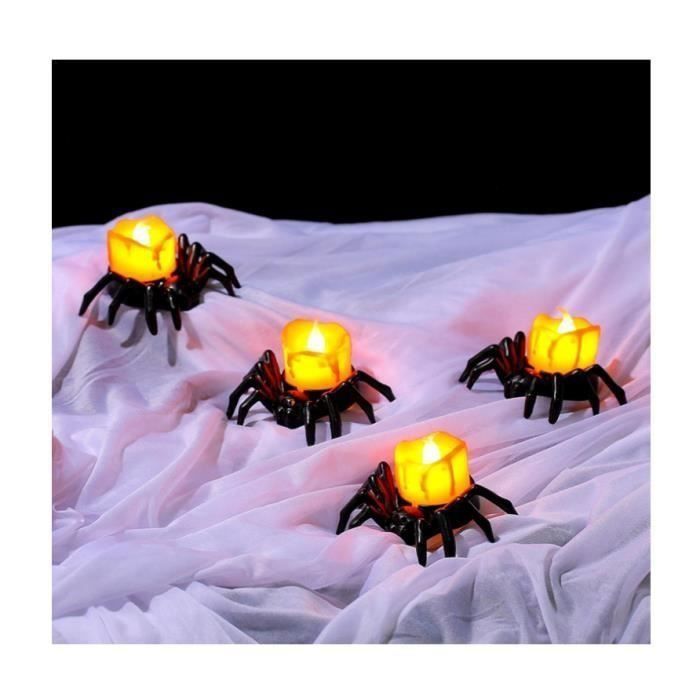 Bougies LED sans flamme - AIMOONSA - Design araignée - 10 pièces - Noir et orange - Piles LR1130