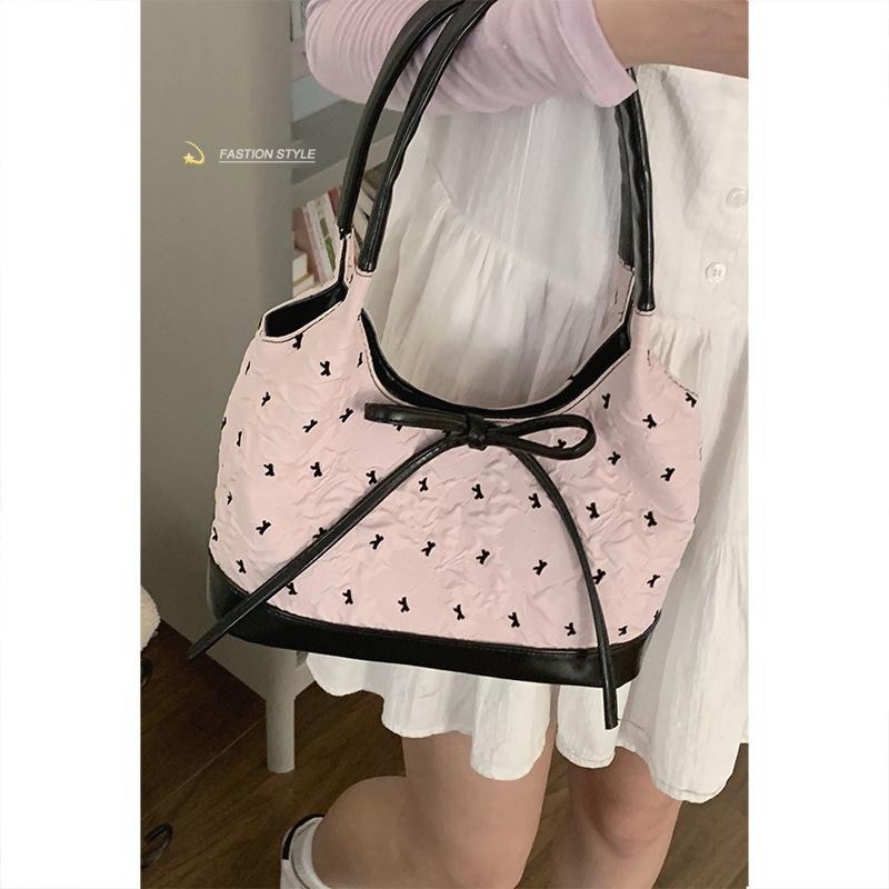 Korean Fashion Handbag Women's Commuter Bag 2025 New Bow Underarm Bag Versatile Large-capacity Shoulder Bag