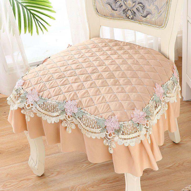 Universal Dining Chair Non-Slip Mat, Simple Solid Color Lace, Soft Stool Pads, Polyester, Machine Washable, Washable, Casual Style, All-Season