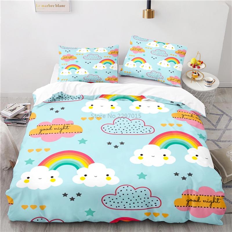 

Комплект постельного белья с рисунком «Голубая радуга» 3D, пододеяльник с наволочкой, домашний текстиль, двуспальное постельное белье размера «king-size» 135x200cm