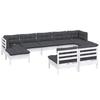 9 Piece Garden Lounge Set with Cushions White Pine Wood