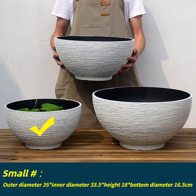 

Plastic Imitation Stone Extra Large Bowl Lotus Pot Non-porous Water Lily Lotus Pot Copper Coin Grass Money Grass Flower Pot style4
