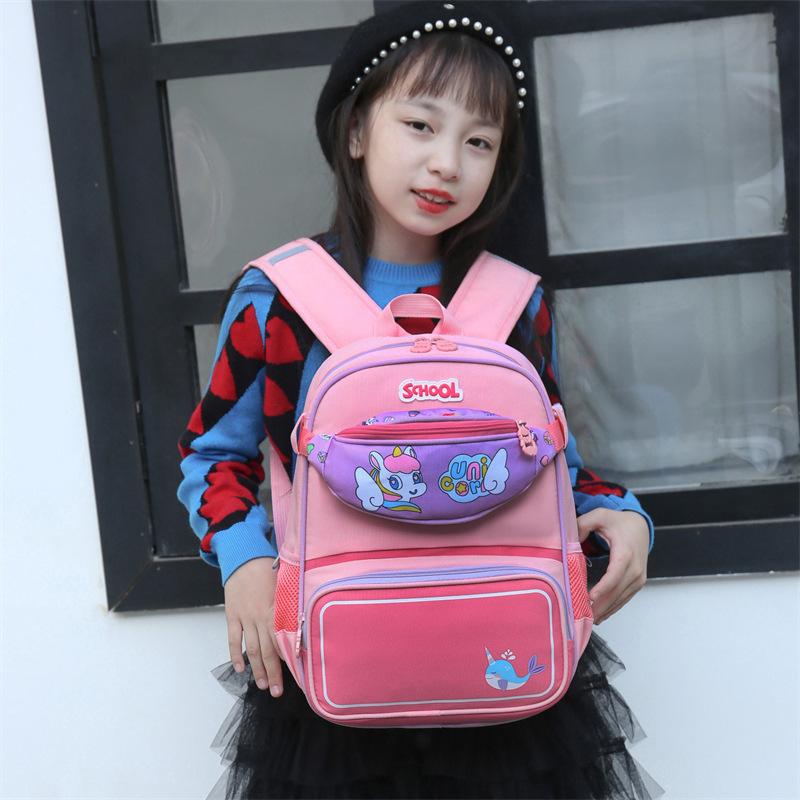 School Bag New School Bag Boys and Girls Cute Cartoon Backpack Chest Waist Bag Two-piece Backpack