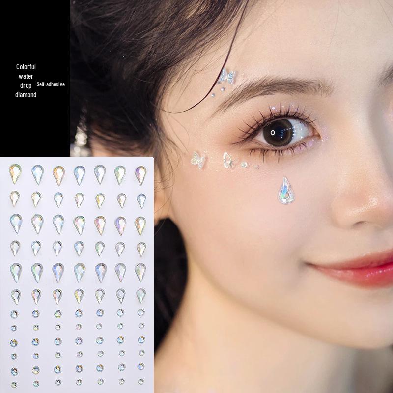 Self-Adhesive Teardrop Rhinestone Face Stickers – Glitter Jewelry for Kids