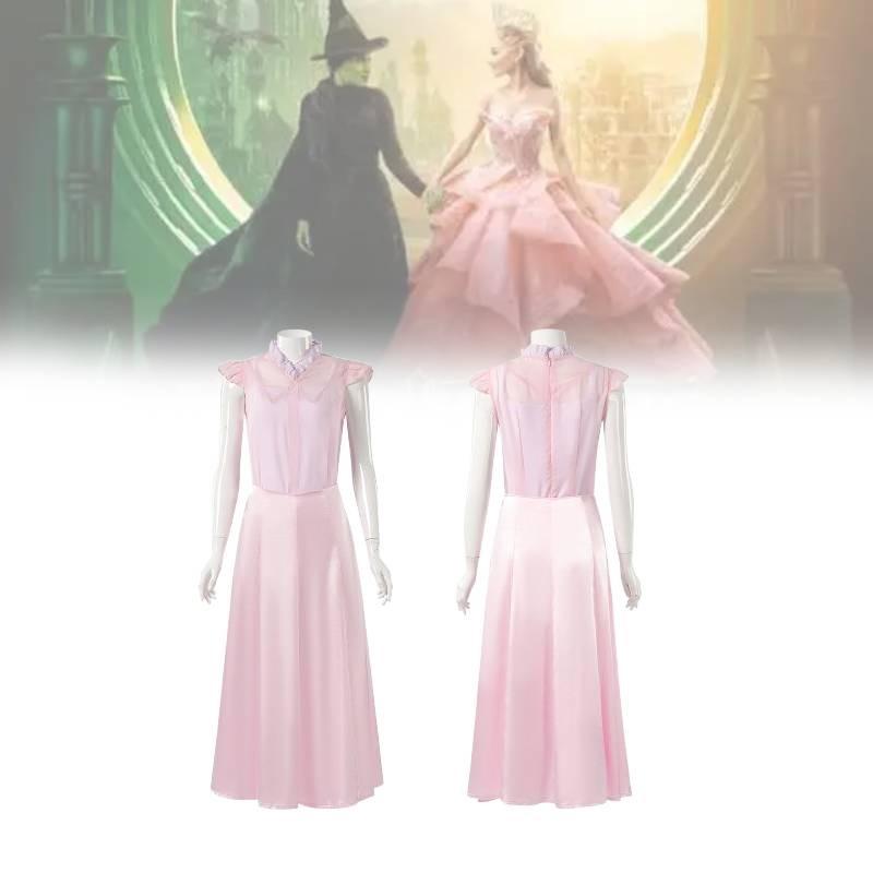 Enchanting Glinda Costume Dress For Women Featuring Vibrant Pink Corset Style Design For Magical Wicked Cosplay