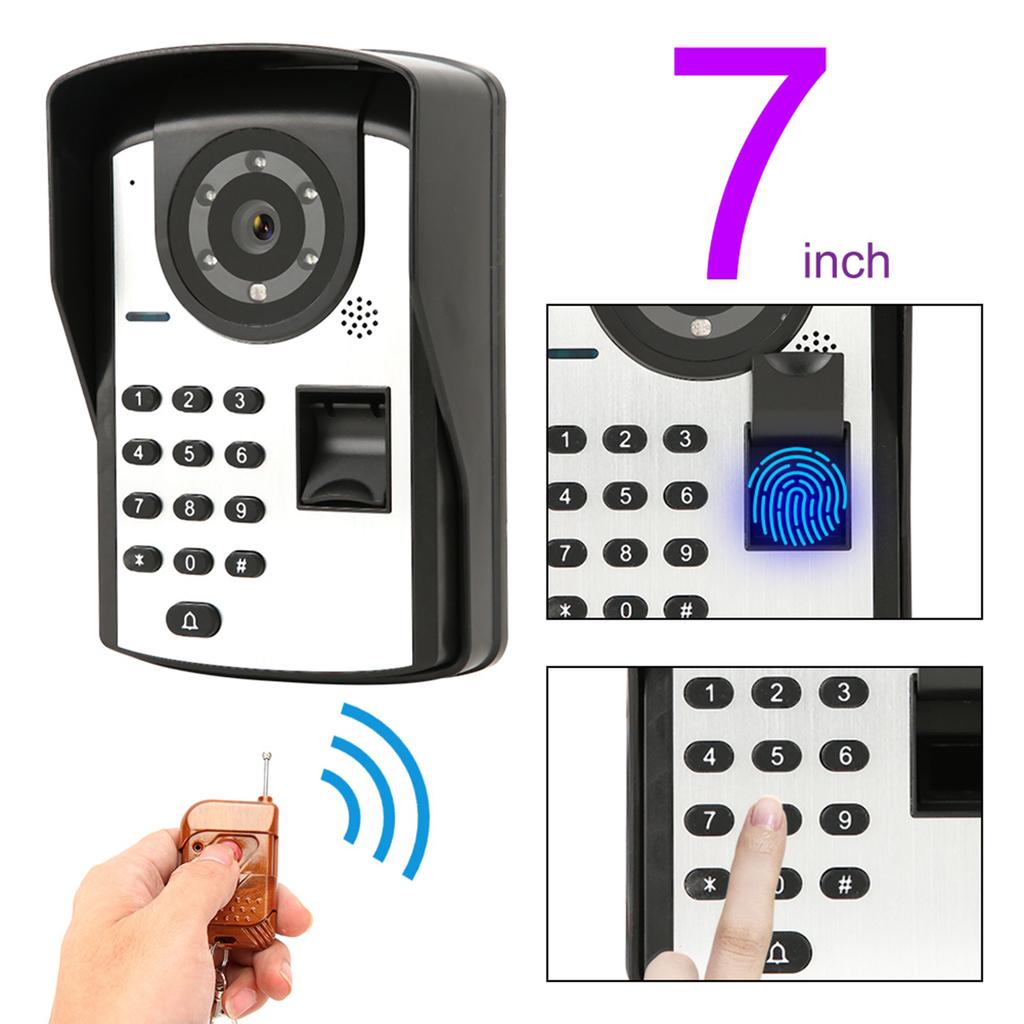 7-Zoll-LCD-Display Passwort Fingerabdruck Video-Türsprechanlage Türglocke