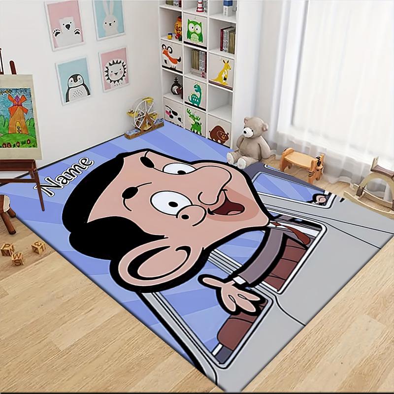 Custom Name Mr. Bean's Adventure Carpet Rug Customizable Soft Washable Anti-Slip Home Living Room Sofa Mats Personalized Rug. 0909292