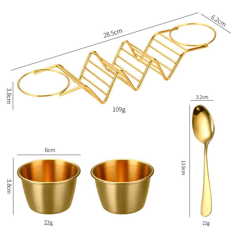 Stainless Steel Taco Holder Set Taco Shell Holder Stand with 2 Sauce Cups Taco Stand Hold 3 Tortillas Kitchen Gadget