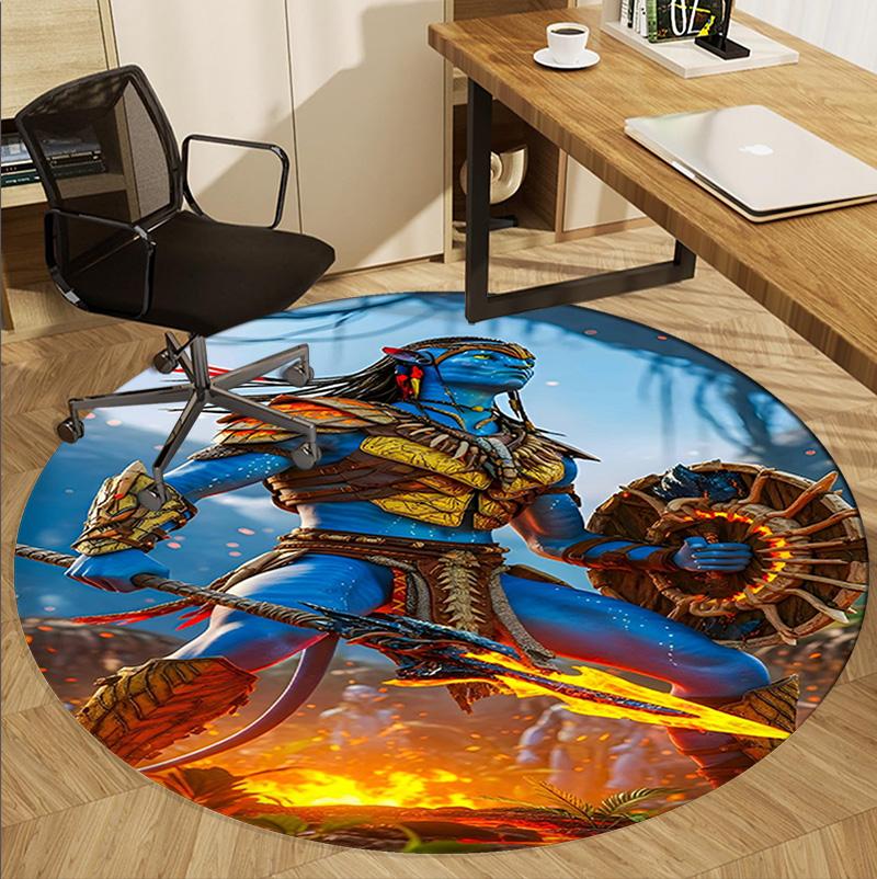 Avatar Pattern Round Rug, Indoor/Outdoor Mat, for Picnic, Gameroom, Bedroom, Office, Living Room, Home Decor Carpet, Birthday Gift