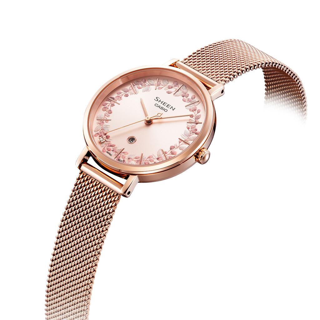 Casio Sheen Women's Stainless Steel 50M Water Resistant Analog Quartz Watch SHE-4539FPM-4A