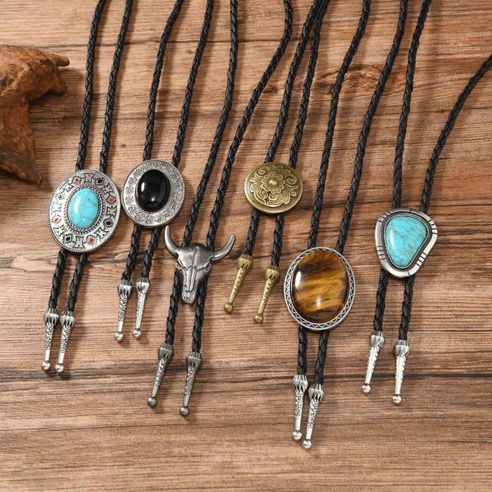 Long Western Cowboy Style Necklace Ethnic Style Leather Rope Necklace Unique Punk Necktie Gift