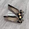 Single Shoes Women's 2025 Spring and Summer New Versatile Pointed Flat-soled Ladyshoes Thousand Bird Grid Bow Shallow Mouth Temperament Soft Sole