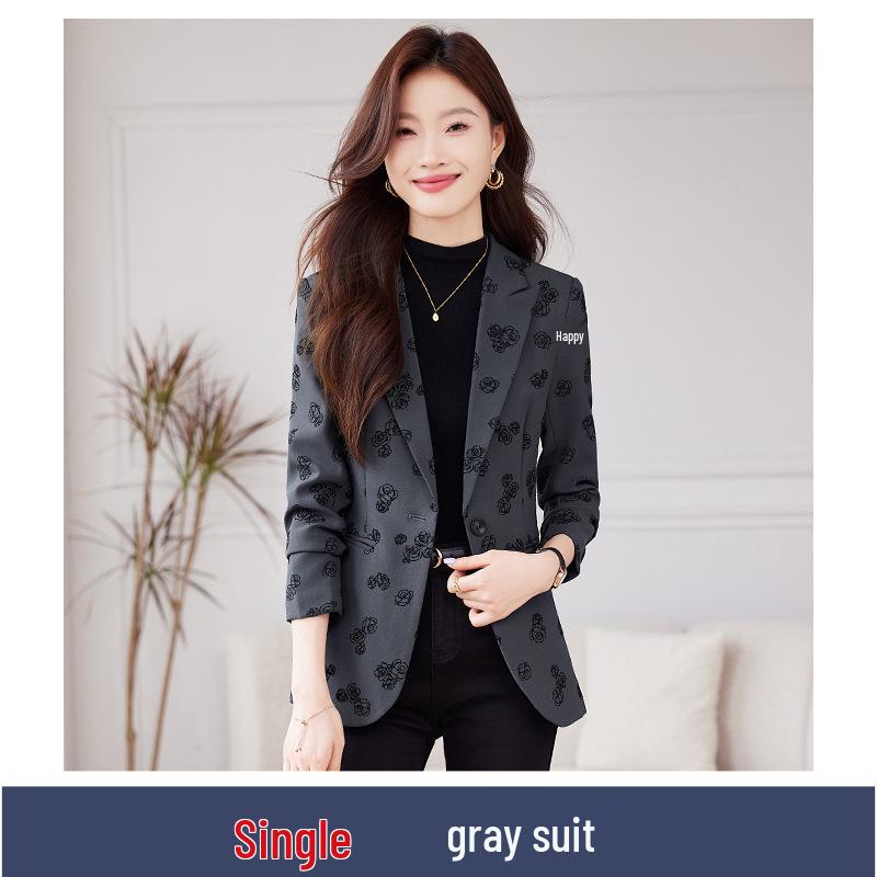 

2024 Ретро Корейский Стиль Большого Размера Приталенный Блейзер с Длинным Рукавом для Женщин - Осень/Весна M