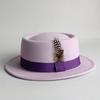 Vintage Pork Pie Hat For Men Wide Brim Felt Black Fedora Church Jazz Ribbon Trilby Panama Gangsters Caps Gentleman'S Style