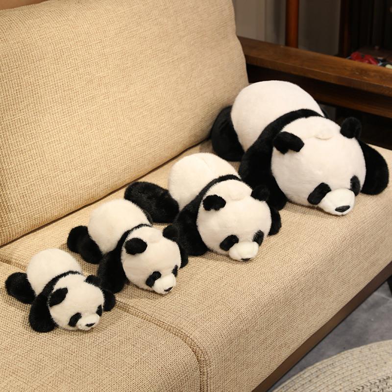 Simulation Lying Down Panda Doll Plush Toy Black and White Panda Raccoon Doll Children Soothing Doll