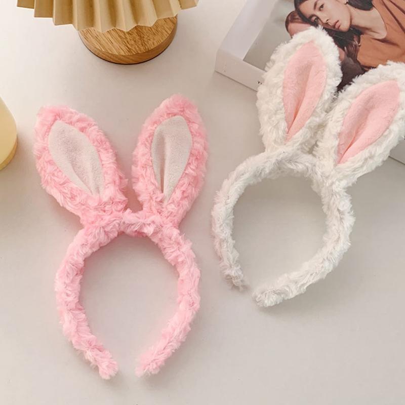 Soft Headband with Bunny Ears Plush Animal Hair Hoop Fluffy Easter Christmas Cosplay Cartoon Theme Party Costume