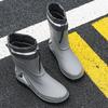 Winter Warm Fur Rain Boots Men's Waterproof Drawstring Shoes Non-Slip Flat Fashion Take Out Rider Autumn Summer Spring Black Red