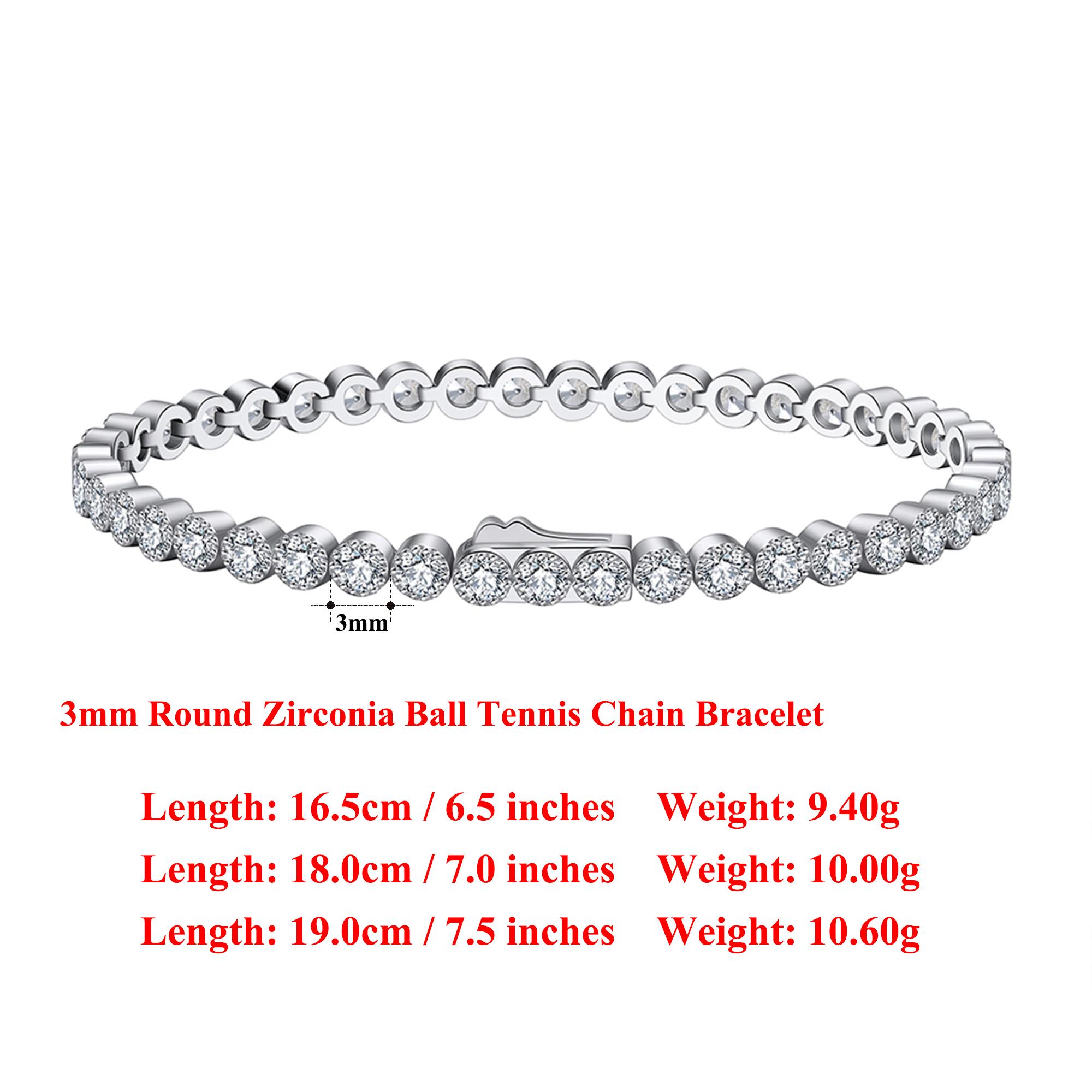 

EFFIE QUEEN Genuine 925 Silver Round Cut Zirconia Tennis Chain Bracelet Banquet Jewelry for Women, Men Banquet Party Gift SB133 16.5cm серебряный