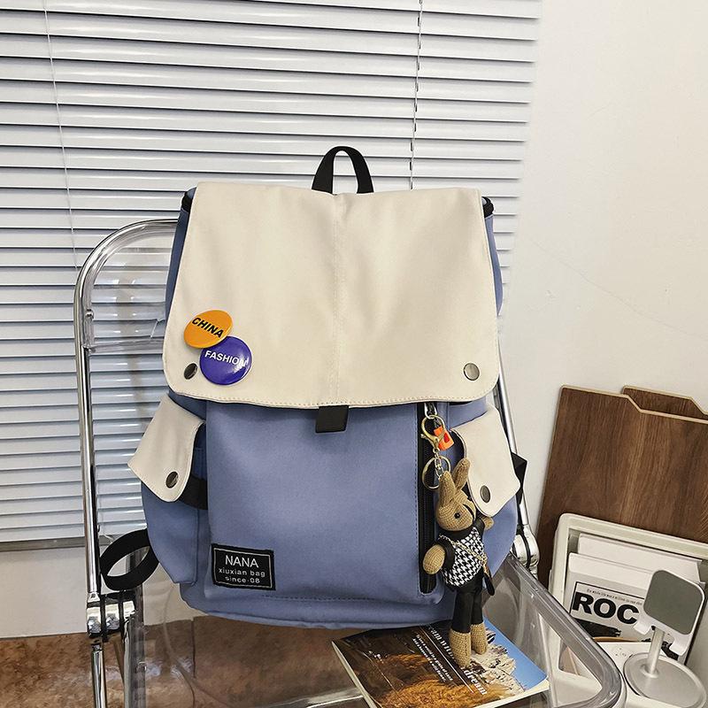 Schoolbag Casual Backpack Men and Women Contrasting Colors Large-capacity Travel Backpack Japanese Junior High School Students High School