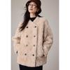 VICTORIA&VERA Women's Winter 100% Wool Double-Breasted Short Jacket