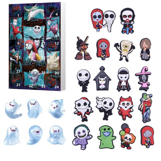 Halloween Adventskalender 24 Mini Harz Gruselige Puppe Halloween Countdown Kalender Sammelfiguren Horrorfilm für Kinder