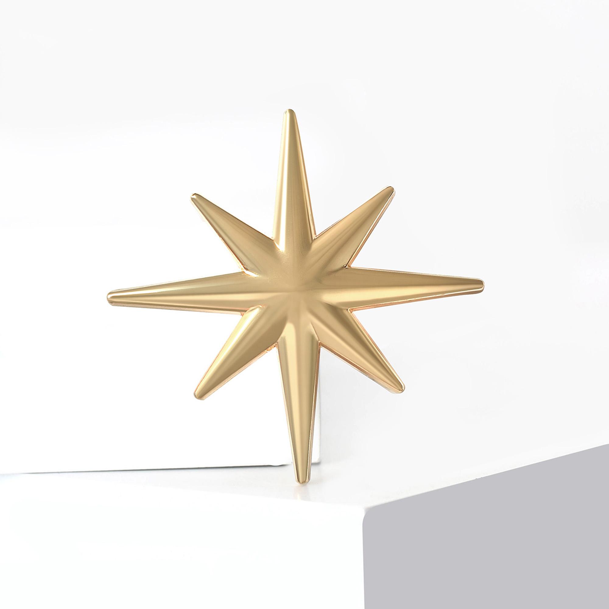Classic Smooth Eight Pointed Star Brooches for Women Fashion Pins Friend Event Party New Gifts Jewelry Decoration Accessories