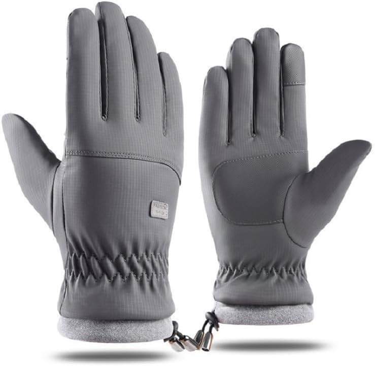 Men's Winter Waterproof Full-Finger Cycling Gloves Fleece Warm Non-Slip Touch Screen Elastic for Running, Motorcycle & Ski