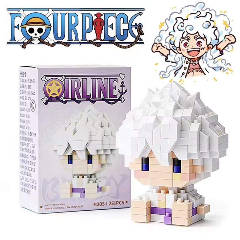 New ONE PIECE Sun God Nika Luffy Micro Building Block Chopper Ace Buggy 3D Anime Model Assembly Mini Bricks Figure Toys For Gift