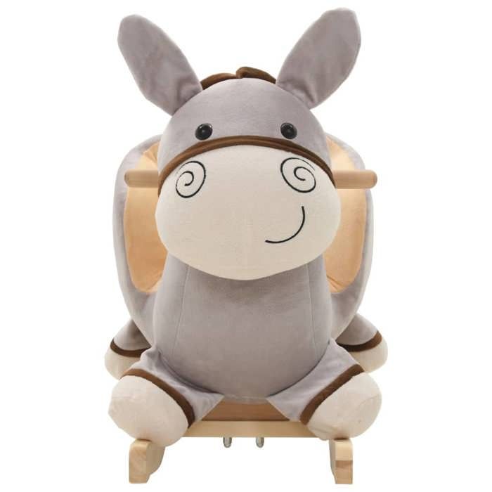 VidaXL Rocking Donkey with Backrest Plush 60x32x55 Cm Grey 80222